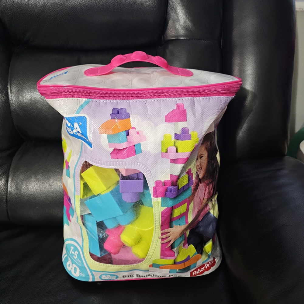 Fisher-Price Pink Handle Multicolor Building Block Set